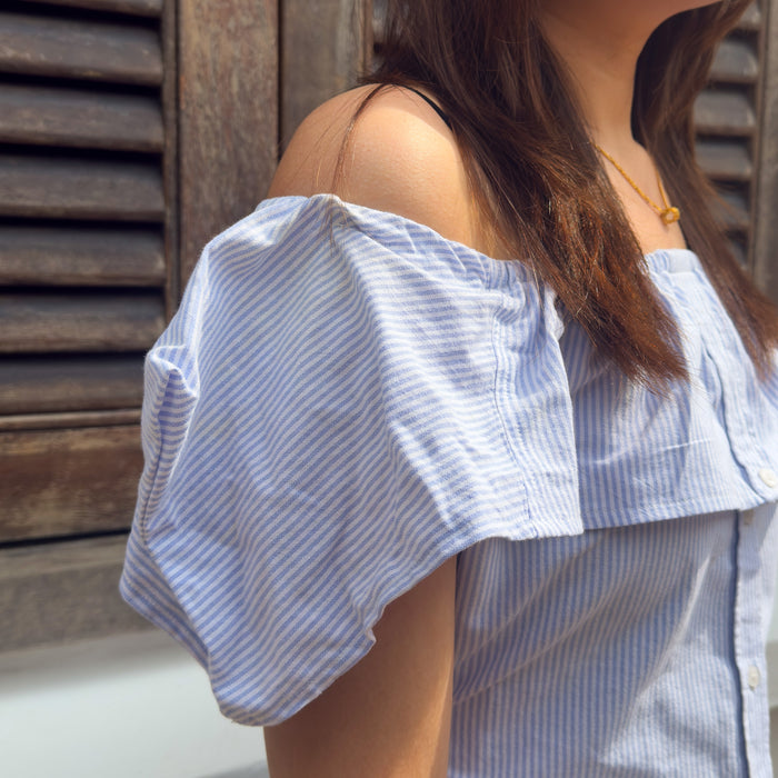 Upcycled Off-Shoulder Blouse