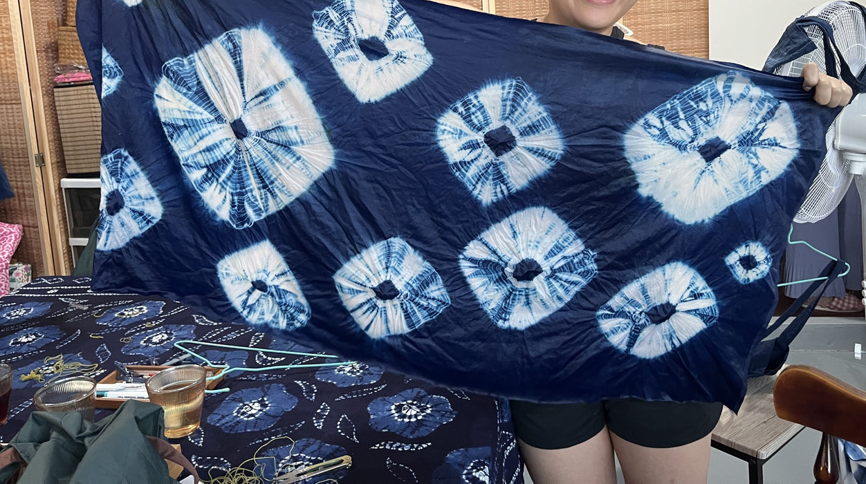 Indigo Shibori Dye Silk Scarf Workshop by Blue Bee Tie Dye