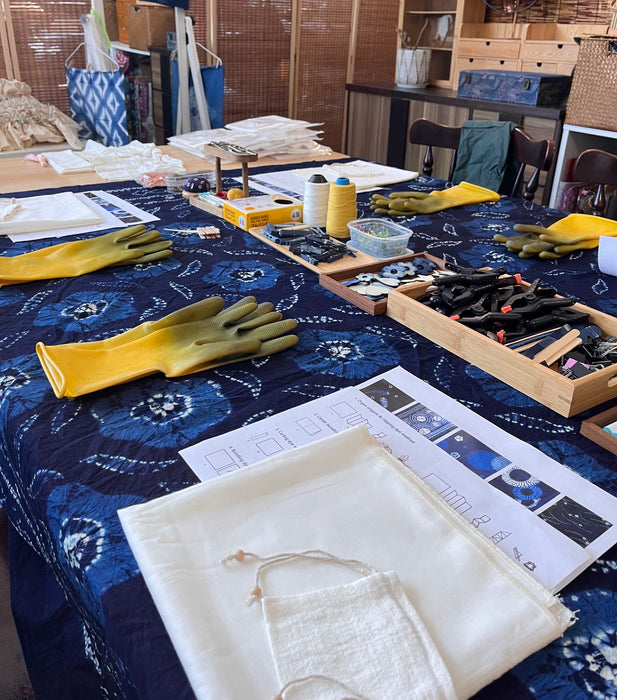 Indigo Shibori Dye Silk Scarf Workshop by Blue Bee Tie Dye