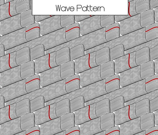 Textile Design featuring digital artwork and creating repeated pattern tiles (Wave Pattern)